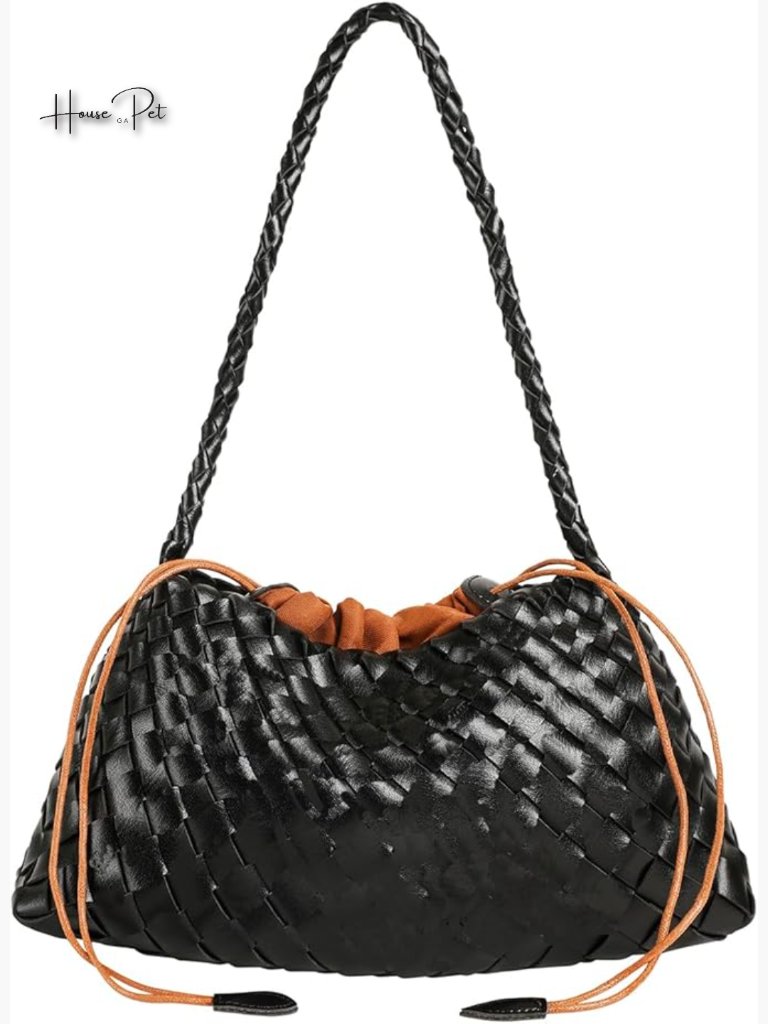 Vegan Leather Woven Hobo Handbag Tote Shoulder Bag